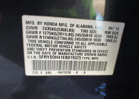 2014 Acura Mdx Technology Package from USA, damaged, VIN 5FRYD3H41EB019325